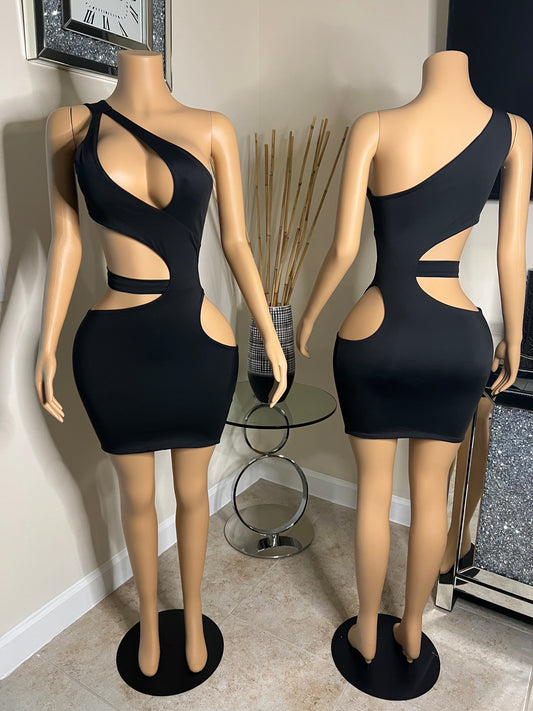 black cutout mini dress