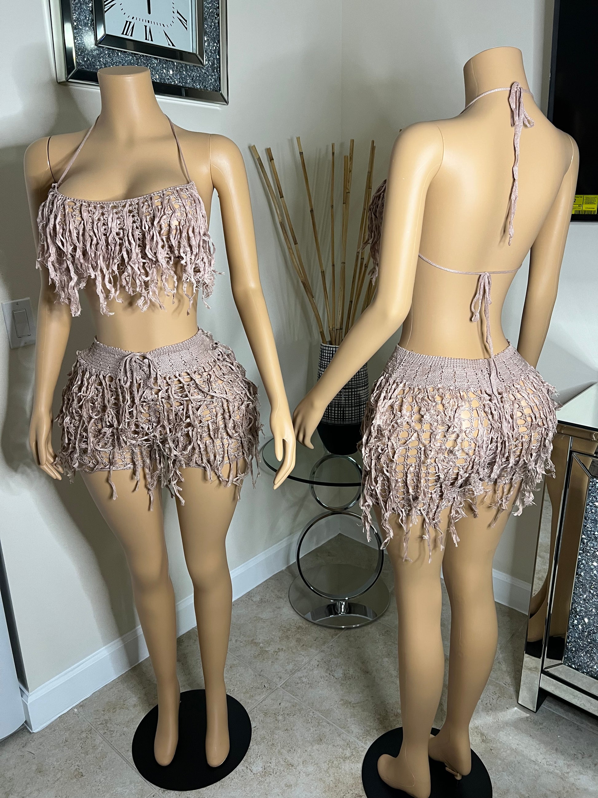 fringe shorts set