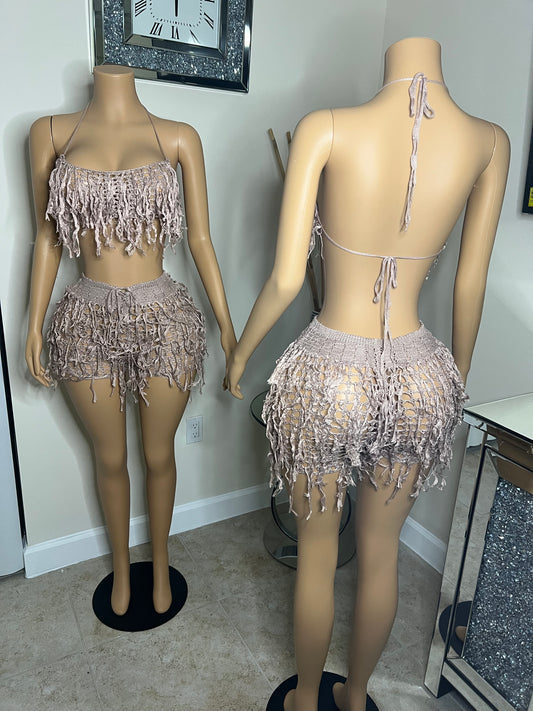 fringe shorts set